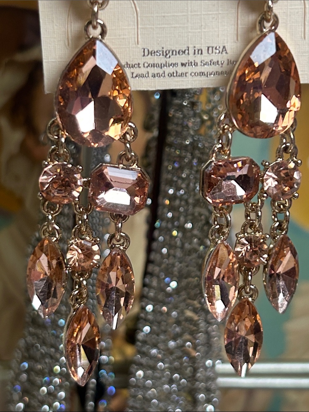 Elegant Champagne Crystal Chandelier Drop Earrings - Women's Jewelry